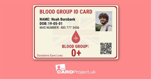 UK Blood Group Photo ID Card Design 3 (FRONT)